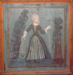 Avedørestuen - panel - kvinde med spade og rive