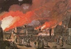 Maleri af C.W. Eckersberg - Københavns bombardement 1807