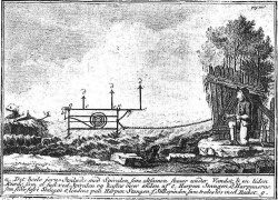 Der var gode økonomiske grunde til at interessere sig for sælen ved de danske kyster. De særprægede dyr var omgærdet af mange myter, og der udfoldedes stor opfindsomhed, når det gjaldt om at fange dem. Denne opfindelse, som skulle banke tre harpuner ind i den intetanende sæl, stammer fra 1700-tallet.
(Stik, J. A. Dyssel: Forsøg til en Indenlands Rejse, 1774)